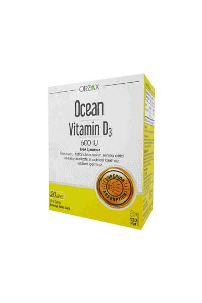 Ocean Vitamin D3 600 IU Oral Sprey 20 ml D3 Vitamini İçeren Takviye Edici Gıda