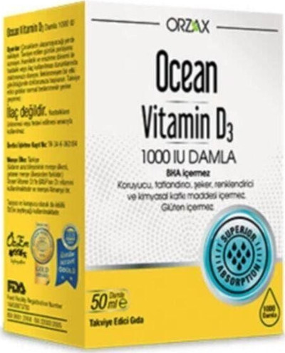 Orzax Ocean Vitamin D3 1000 Iu Damla 50 Ml