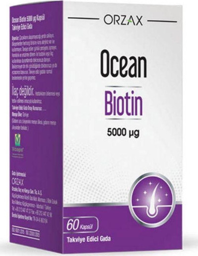 Ocean Biotin 5000ug 60 Kapsül Biotin İçeren Takviye Edici Gıda