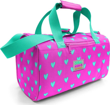 Coral High Kız Çocuk Spor ve Seyahat Çantası - Pembe Yeşil Kalp Desenli - 27513