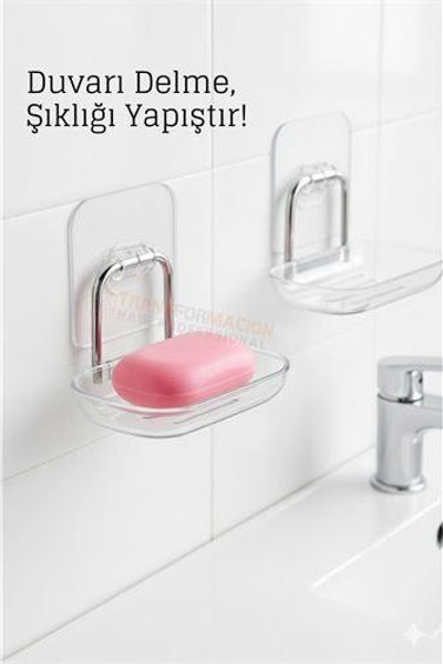 Findit Yapışkanlı Sabunluk – Su Giderli, Katı Sabun Kutusu, 13 x 9 cm