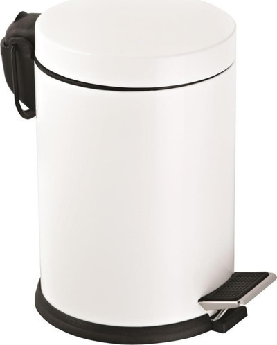 Vinoks Premium Serisi 5 Litre Hacimli Paslanmaz Banyo-Mutfak Pedallı Çöp Kovası Beyaz, 5 Litre