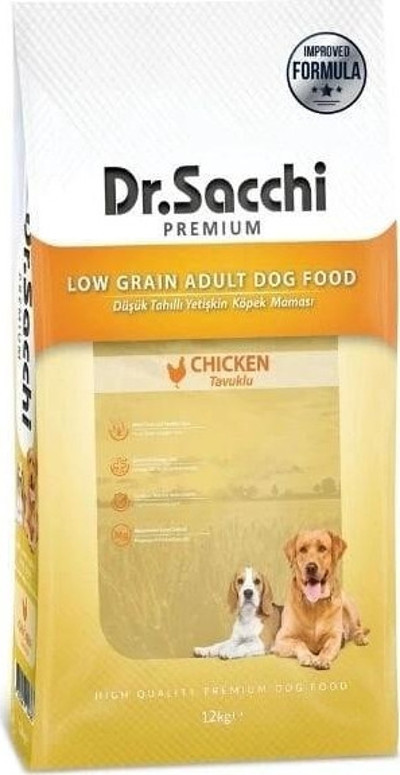 Butik Dr.Sacchi Premium Tavuklu Düşük Tahıllı Yetişkin Köpek Maması 12 Kg