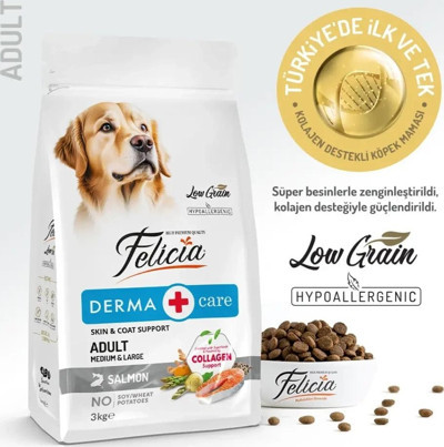 Butik Felicia Düşük Tahıllı Hipoalerjenik Somonlu Orta ve Büyük Irk Yetişkin Köpek Maması 3 Kg