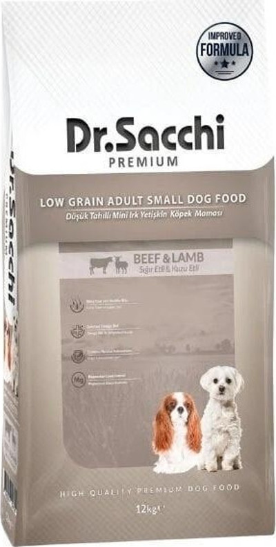 Butik Dr.Sacchi Premium Sığır ve Kuzu Etli Düşük Tahıllı Mini Irk Yetişkin Köpek Maması 12 Kg