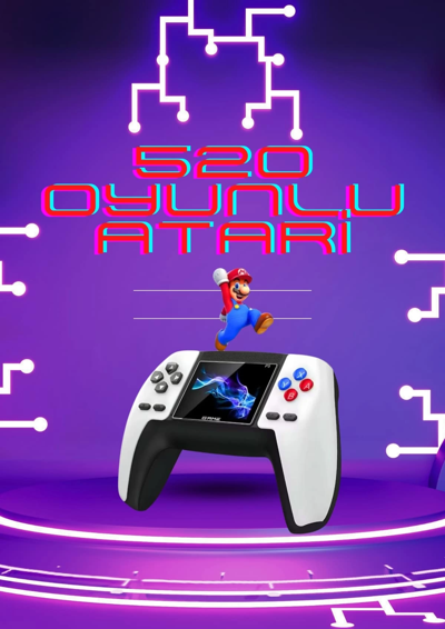 Eldenör Kablosuz Oyun Konsolu Atari Game Stick Retro Konsol 520 Oyunlu