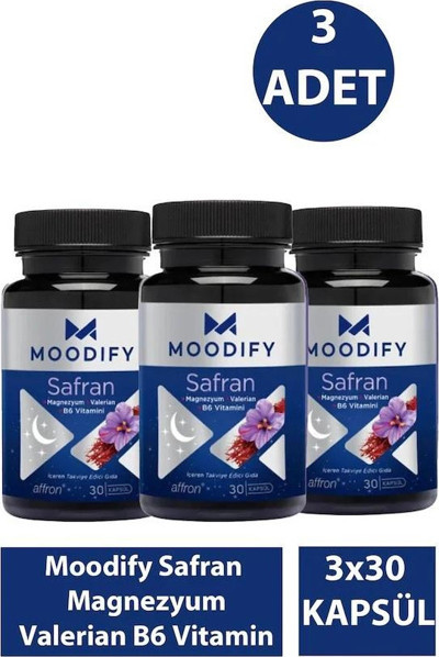 Moodify Safran Magnezyum Valerian B6 Vitamin 30 Kapsül- 3 ADET