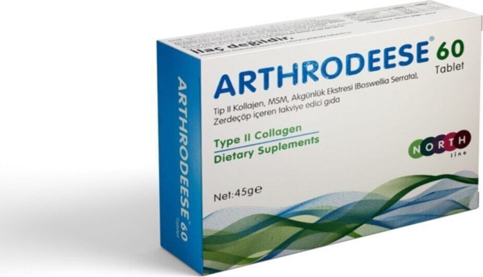 ARTHRODEESE TABLET, TİP II KOLLAJEN, MSM, AKGÜNLÜK EKTRESİ (BOSWELLIA SERRATA), ZERDEÇÖP İÇEREN TAKVİYE EDİCİ GIDA 60 ta