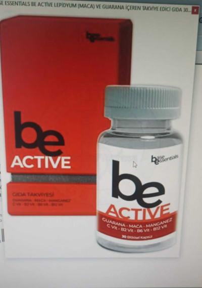 BASE ESSENTIALS BE ACTIVE KAPSÜL, LEPİDYUM (MACA) VE GUARANA İÇEREN TAKVİYE EDİCİ GIDA 30 kapsül