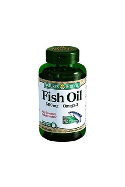 NATURE'S BOUNTY FISH OIL 500 MG KAPSÜL, BALIK YAĞI/OMEGA 3 İÇEREN TAKVİYE EDİCİ GIDA 60 kapsül
