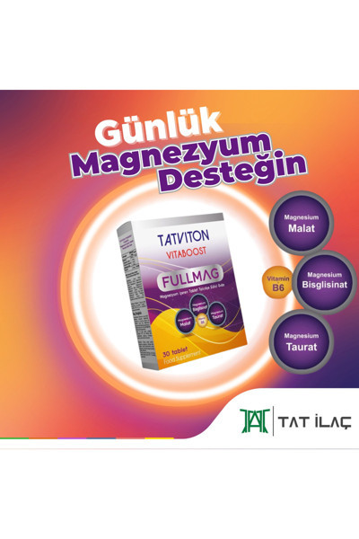 TATVITON VITABOOST FULLMAG TABLET, MAGNEZYUM İÇEREN TAKVİYE EDİCİ GIDA 60 tablet