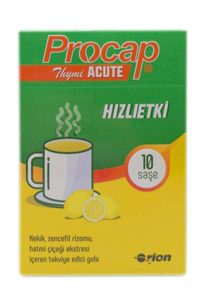 PROCAP THYMI ACUTE ORAL TOZ SAŞE, KEKİK, ZENCEFİL RİZOMU VE HATMİ ÇİÇEĞİ EKSTRESİ İÇEREN TAKVİYE EDİCİ GIDA 10 saşe