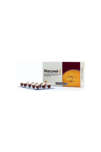 Macuvel -S KAPSÜL, BALIK YAĞI, LUTEİN, ASTAKSANTİN, ZEAKSANTİN, RESVERATROL, VİTAMİN VE MİNERAL İÇEREN TAKVİYE EDİCİ GIDA