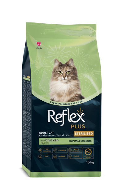 Reflex Plus Hipoalerjenik Kısırlaştırılmış/Sterilized Tavuklu Yetişkin Kedi Maması 15 Kg
