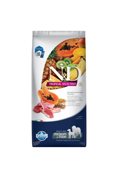 N&D Tropical Selection Köpek 10Kg Medium Maxi Adult Kuzulu Tropikal Meyveli Köpek Maması