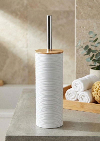 Hometarz Akrilik Bambu Tuvalet Fırçası 36 CM Beyaz