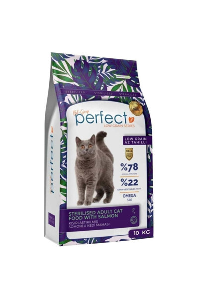 Perfect 10 Kg Kısırlaştırılmış (34/12) Az Tahıllı Somonlu Kuru Kedi Maması