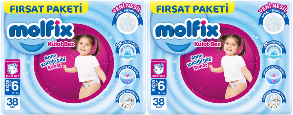 Molfix Külot Bebek Bezi Beden:6 (15+KG) Extra Large 76 Adet Ekonomik Fırsat Pk