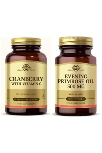 Solgar Cranberry Extract With Vitamin C 60 Kapsül+ Evening Primrose 500 Mg 30 Kapsül