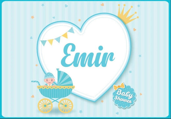 Mavi Bebek Arabası Temalı Baby Shower Afişi 50x70 Cm