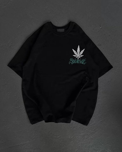 Unisex Bisiklet Yaka Baskılı Oversize TShirt