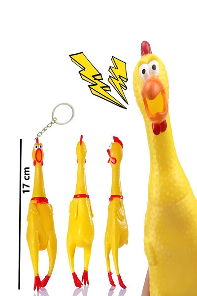 Öten Sarı Tavuk Anahtarlık Sarı Horoz Kedi Köpek Oyuncağı Maskot 17 Cm Sesli Ötmeli Petshop