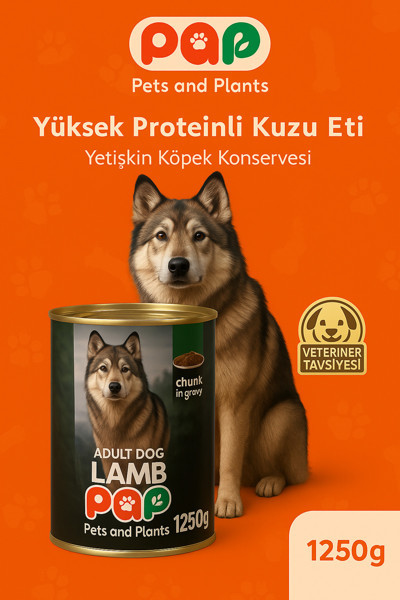 Pets And Plants Kuzu Etli Konserve Köpek Maması 1.25 Kg ( 6'Lı Paket)