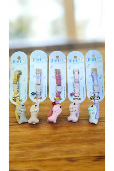Pet 5'Li Set, Kumaş, Ayarlanabilir Ve Zilli Kedi Tasması
