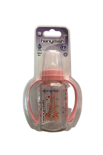 Hanymish Kulplu Cam Biberon Pembe 125 Ml