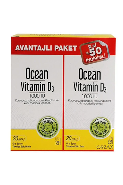 Ocean Vitamin D3 1000 Iu 2'Li Paket
