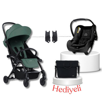 Bumprider Connect³ Black-Olive Bebek Arabası & Connect TRN Grup 0+ Oto Koltuğu Black & Oto Koltuk Adaptörü