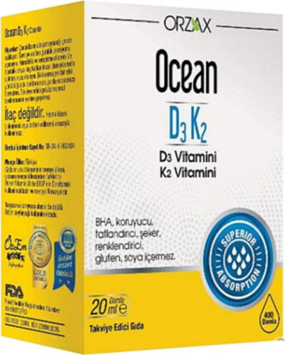 Orzax Ocean Kemiklerin Ve Dişlerin Korunmasına Yardımcı D3 Ve K2 Vitamin Damla 20 Ml