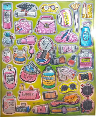 Metalik Sticker Stiker Defter Planlayıcı Etiket (QS001)-25x20 cm- Makyaj Krem
