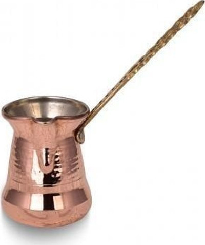 Turna Bakır Sultan Cezve 4 No Kalın Pirinç Kulp 5 Fincan Makine Dövme Kırmızı Turna1247-1