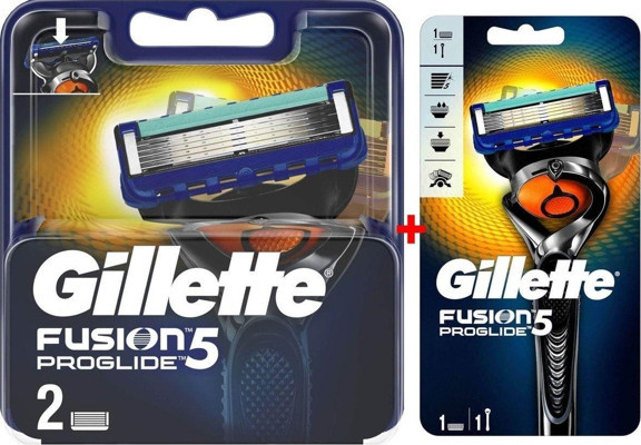 Gillette Fusion 5 Proglide 2'Li Yedek Bıçak + Proglide Flexball Makine 1 Yedekli