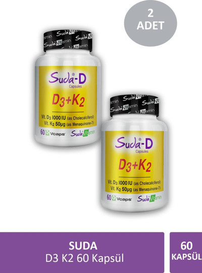 Suda Vitamin D3 K2 60 Kapsül X 2 Adet