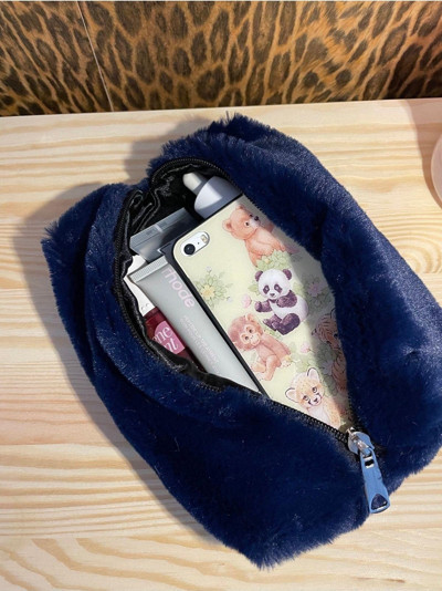Mute Bag Night Blue Peluş Makyaj Çantası