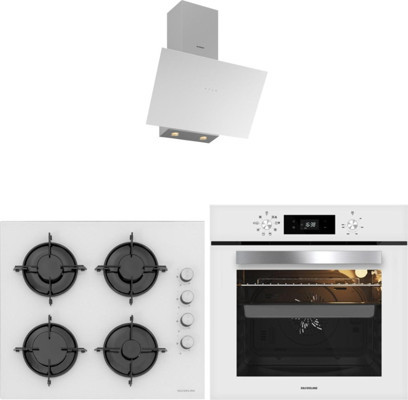 Silverline Beyaz Cam Ankastre Set (3481 Flam Davlumbaz - Cs5349W01 Ocak - Bo65E4W01 Fırın)