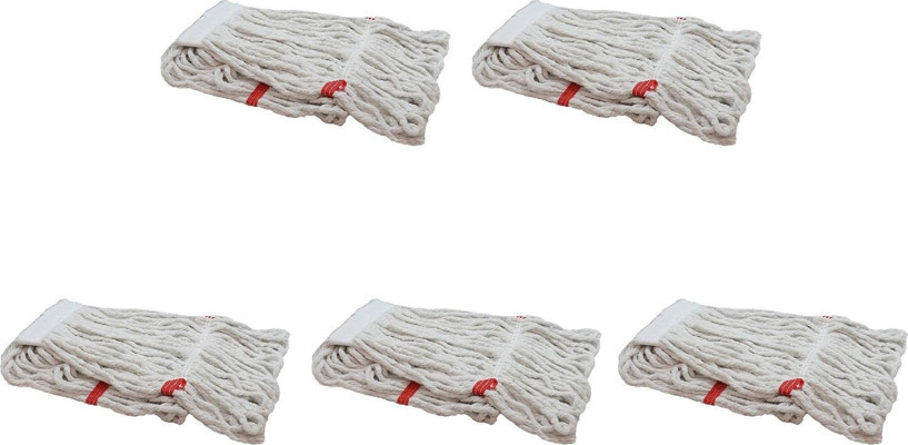 Dar Yedek Islak Mop Paspas Ucu Başlığı Püskül -17 Cm. -Pamuklu -350 Gram. -Beyaz - 5 Adet