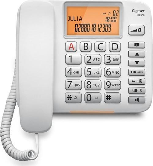 Dl580 Beyaz Masaüstü Kablolu Telefon Caller İd Handsfree