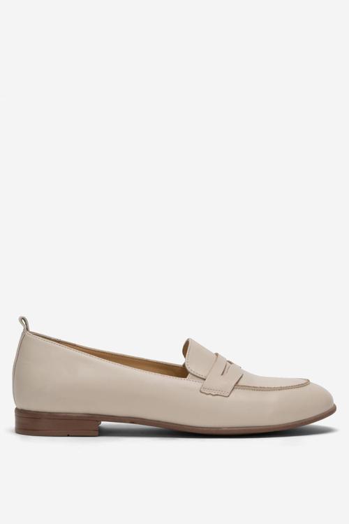 BR 04037 Gerçek Deri Kadın Loafer BEJ