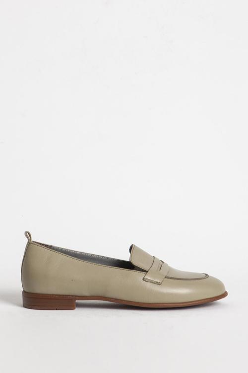 BR 04037 Gerçek Deri Kadın Loafer YEŞİL