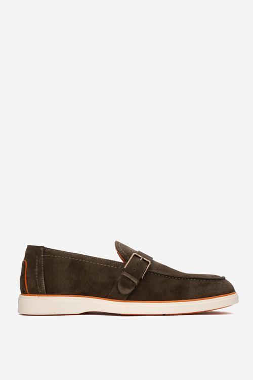 Erkek Hafif Tabanlı Toka Detaylı Loafer Gerçek Süet Deri CR 2406 HAKİ