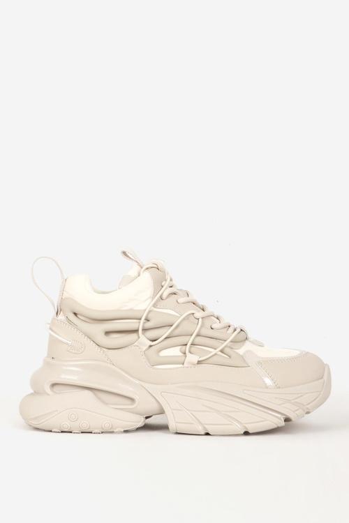 Kadın Kalın Taban Bağcıklı Sneaker GJ 339 BEJ