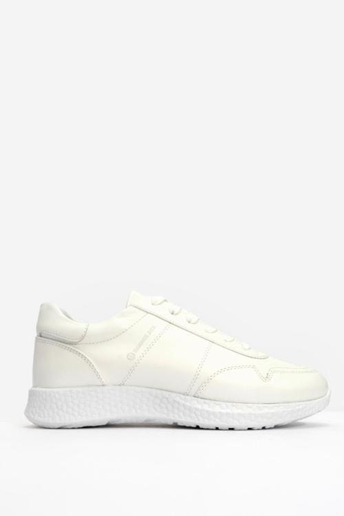 Erkek Kalın Taban Bağcıklı Sneaker Gerçek Deri HJ 22190M BEYAZ