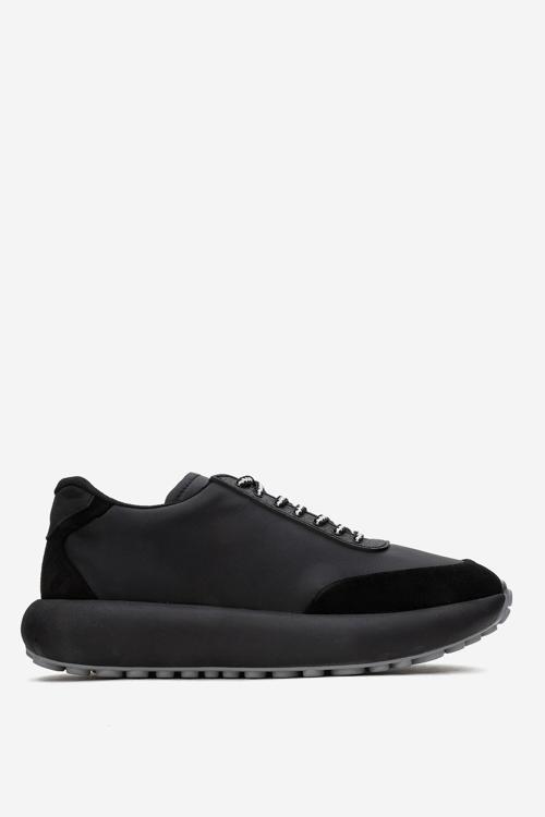Erkek Kalın Taban Bağcıklı Sneaker Gerçek Deri MC 21257 SİYAH