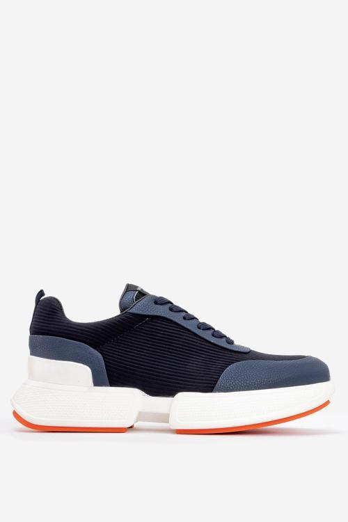 Erkek Yüksek Taban Bağcıklı Deri Comfort Sneaker MC 20276 LACİVERT