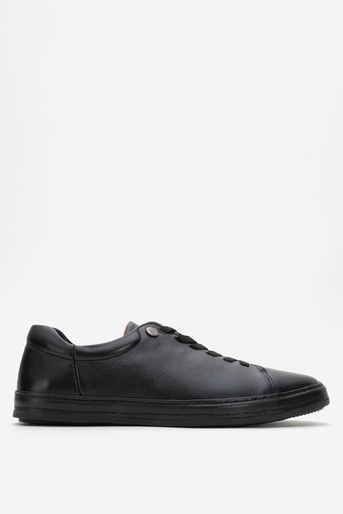 Erkek Bağcıklı Comfort Casual Ayakkabı Gerçek Deri FR 245531 SİYAH