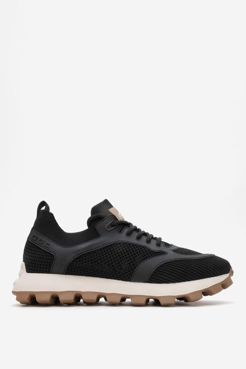 Erkek Kalın Taban Trikolu Bağcıklı Sneaker MC 21326 SİYAH