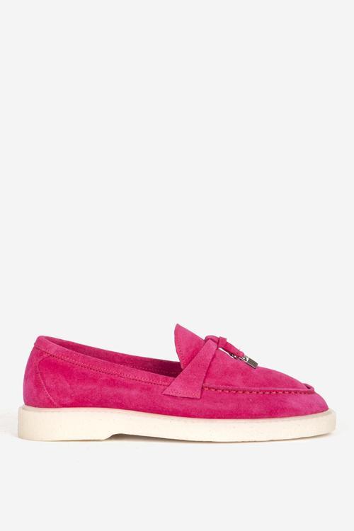 Kadın Püsküllü Süet Deri Maskülen Loafer 2502 FUŞYA